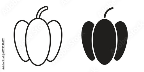 Capsicum icon outline and solid vector sign, linear pictograms