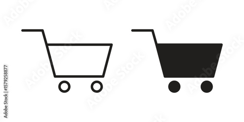 Cart icon outline and solid vector sign, linear pictograms