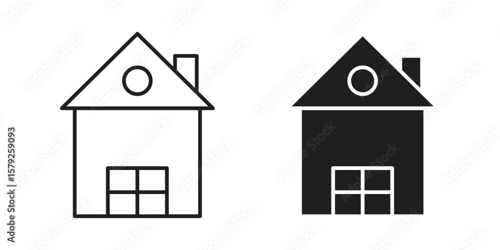 Obraz premium Chalet icon outline and solid vector sign, linear pictograms