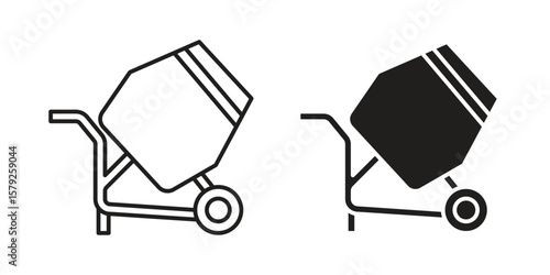 Cement mixer icon outline and solid vector sign, linear pictograms