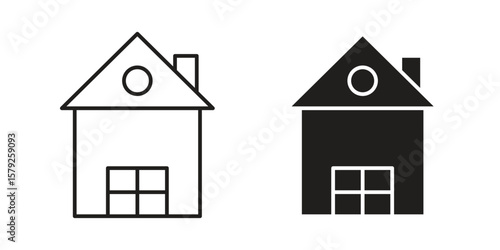 Chalet icon outline and solid vector sign, linear pictograms