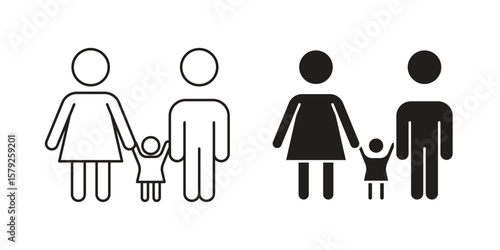 Child custody icon outline and solid vector sign, linear pictograms