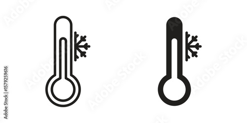 Cold icon outline and solid vector sign, linear pictograms