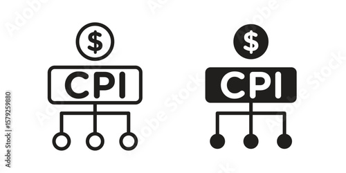 Consumer prices index icon outline and solid vector sign, linear pictograms