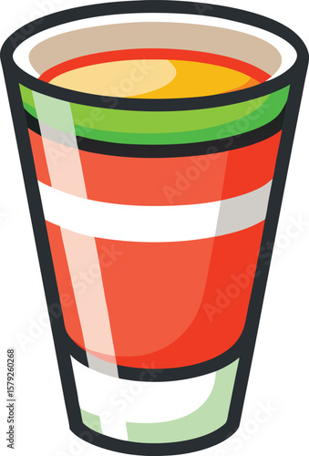 Sparkling Beverage Delicious Tequila Sunrise Cocktail in a Shot Glass, Colorful Layers, Festive Drink, Party Drink, Alcohol...