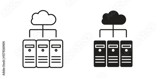 Data center icon outline and solid vector sign, linear pictograms