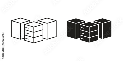 Data center icon outline and solid vector sign, linear pictograms