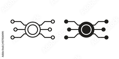 Decentralized icon outline and solid vector sign, linear pictograms