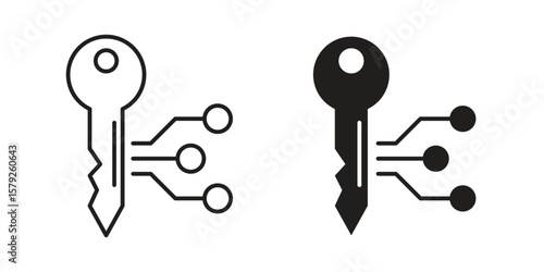 Digital key icon outline and solid vector sign, linear pictograms