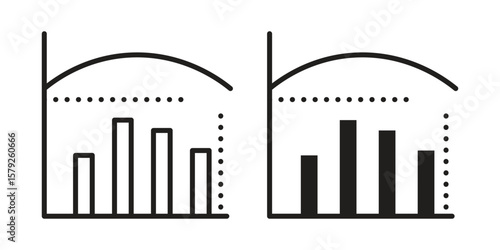 Diminishing returns icon outline and solid vector sign, linear pictograms