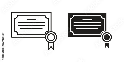Diploma icon outline and solid vector sign, linear pictograms