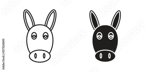 Donkey icon outline and solid vector sign, linear pictograms