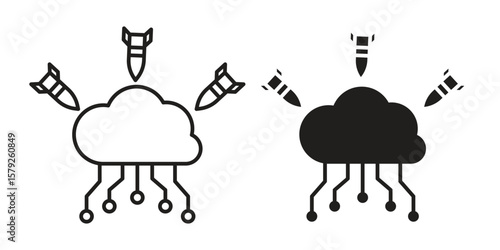 DOS icon outline and solid vector sign, linear pictograms