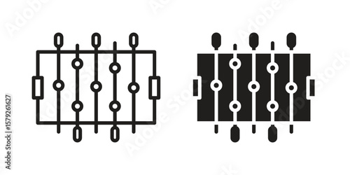 Foosball icon outline and solid vector sign, linear pictograms
