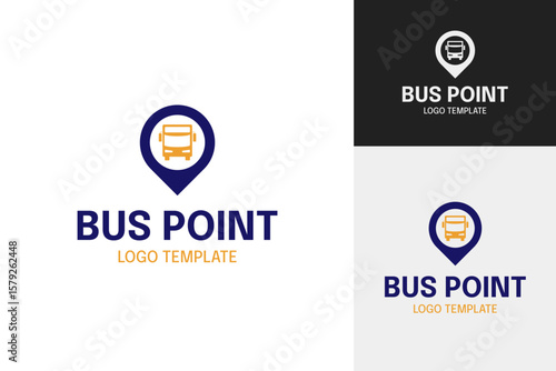 Creative bus point logo design vector illustration