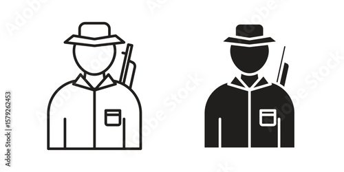 Hunter icon outline and solid vector sign, linear pictograms
