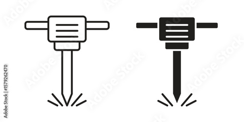 Hydraulic breaker icon outline and solid vector sign, linear pictograms