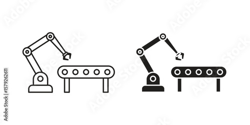 Industrial robot icon outline and solid vector sign, linear pictograms