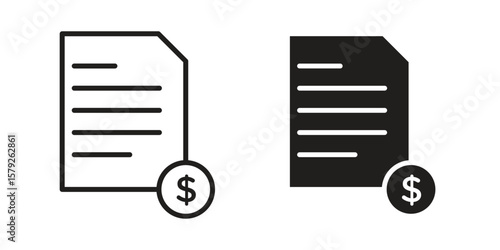 Invoice icon outline and solid vector sign, linear pictograms