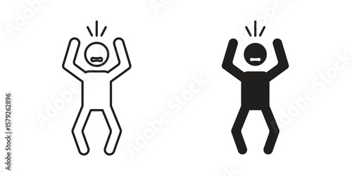 Irritated human icon outline and solid vector sign, linear pictograms