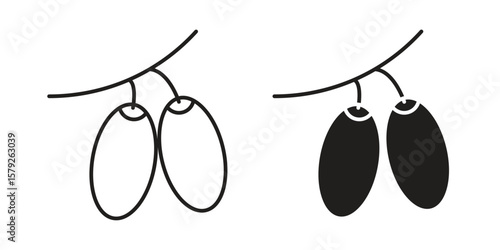 Jujube icon outline and solid vector sign, linear pictograms