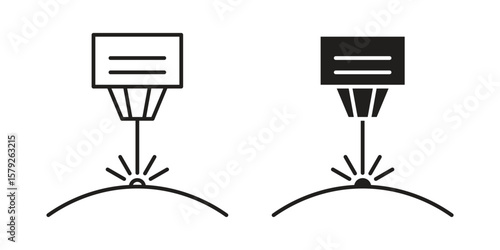 Laser machine icon outline and solid vector sign, linear pictograms