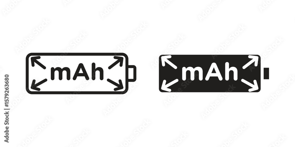 Obraz premium mAh icon outline and solid vector sign, linear pictograms