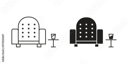 Lounge icon outline and solid vector sign, linear pictograms