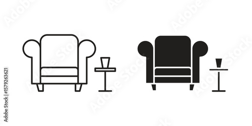 Lounge icon outline and solid vector sign, linear pictograms