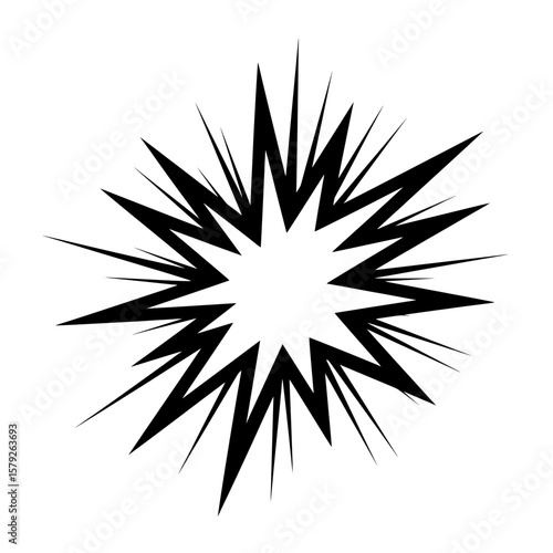 Dynamic and expressive monochrome explosion or starburst effect illustration. 