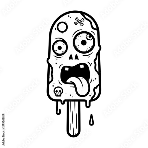 Cute Zombie Ice Cream – Cartoon Horror Icon