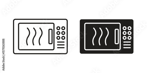 Microwave icon outline and solid vector sign, linear pictograms