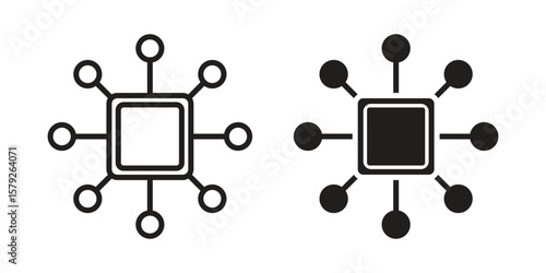 Multi channel icon outline and solid vector sign, linear pictograms