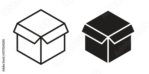 Open box icon outline and solid vector sign, linear pictograms