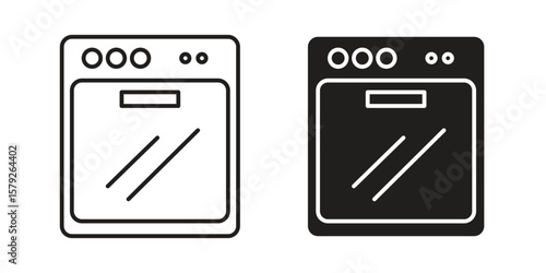 Oven icon outline and solid vector sign, linear pictograms
