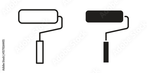 Paint roller icon outline and solid vector sign, linear pictograms