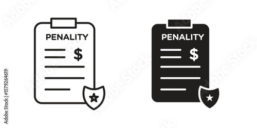 Penalty icon outline and solid vector sign, linear pictograms