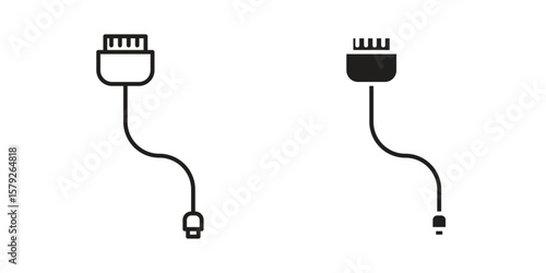 Phone cable icon outline and solid vector sign, linear pictograms