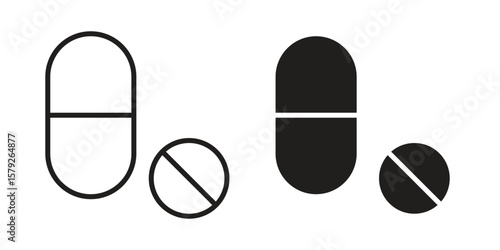 Pills icon outline and solid vector sign, linear pictograms