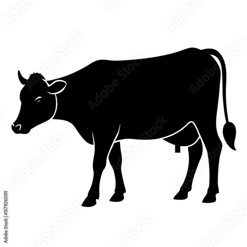 Standing domestic cow farm animal silhouette vector illustration