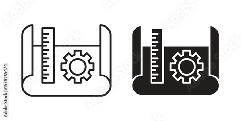 Prototyping icon outline and solid vector sign, linear pictograms