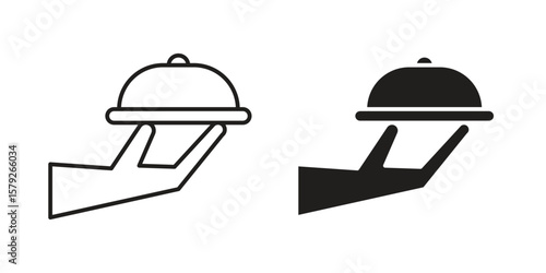Restaurant Tray icon outline and solid vector sign, linear pictograms