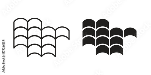 Roof tile icon outline and solid vector sign, linear pictograms