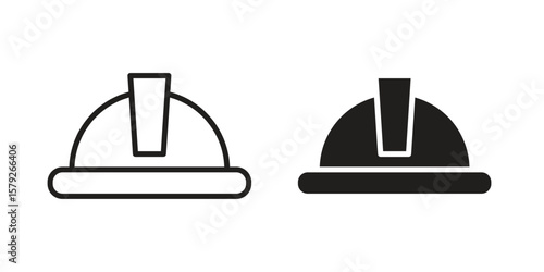 Safety helmet icon outline and solid vector sign, linear pictograms