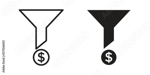 Sales funnel icon outline and solid vector sign, linear pictograms