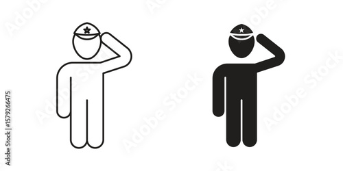 Salute icon outline and solid vector sign, linear pictograms