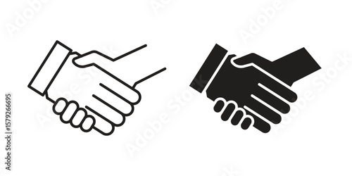 Shake hands icon outline and solid vector sign, linear pictograms