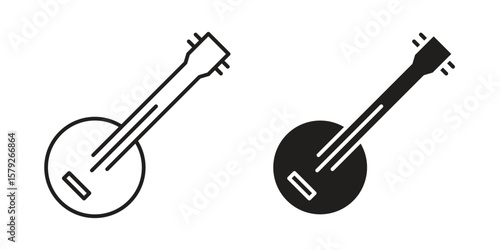 Sitar icon outline and solid vector sign, linear pictograms