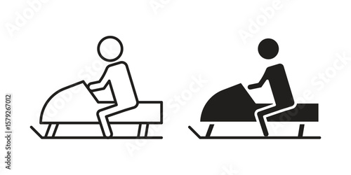Snowmobile sport icon outline and solid vector sign, linear pictograms