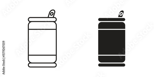 Soda can icon outline and solid vector sign, linear pictograms